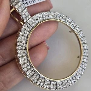 Real Diamond 14k solid gold 50 pesos centenario Coin Bezel Frame pendant  - Picture 1 of 23