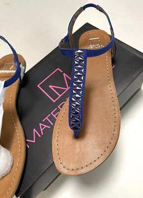 Sandalias Material Niña Talla 8.5 M en Azul Cobalto Punta Dividida Acentos Plateados NUEVAS Foto 1 de 4