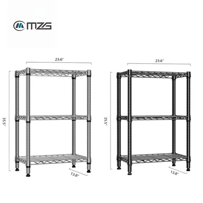 MZG 3 Shelf Unit Kitchen Wire Shelves Stackable Metal Pantry Shelving Baker Rack - Image 1 of 4