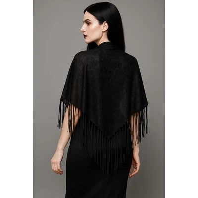 VNT Jones New York Negro Flecos Chal Envolvente Bufanda Floral Jacquard Elegante Gótico Foto 1 de 4