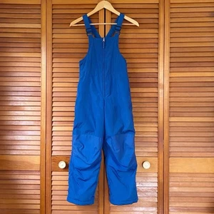 Lands' End Snow Pants Bibs Youth Boys Girls Size 8 Blue Zip Up Padded Insulated - Picture 1 of 10