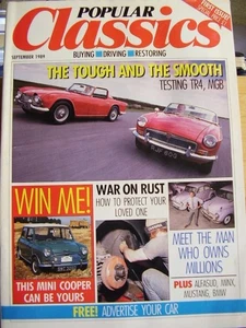 CAR MAG POPULAR CLASSIC SEPT 1989 TR4 MGB JOHN CONTEH AUSTIN A35 CORTINA MUSTANG - Picture 1 of 9