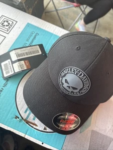 HERREN HARLEY DAVIDSON SCHWARZ "TOTENKOPF" MÜTZE FLEX FIT S/M NEU MIT ETIKETT - Bild 1 von 4