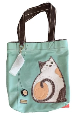 Chala Cat Everyday Green Tote Bag with Charm/Key Chain NEW With Tags - Image 1 of 4
