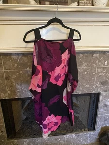 Trina Turk Baracoa Laurel Cold Shoulder Dress Sz Large Beach Coverup Vaca Mini - Picture 1 of 6