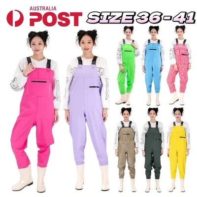 Women Chest Wader Boot Waterproof Trousers PVC Pants Fishing Outdoor Workwear AU - Image 1 of 4
