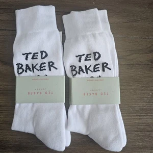 Ted Baker Sports Socks White Cotton Blend Organic Cotton Blend Men's One Size - Picture 1 of 3