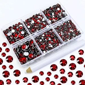 Briskbloom 4500PCS Resin Flatback Rhinestone, 2mm 3mm 4mm 5mm 6mm Ruby/Dark ... - Picture 1 of 7