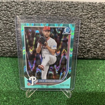 2025 Bowman Chrome Zack Wheeler Aqua RayWave Refractor #123/199 Phillies - Image 1 of 2