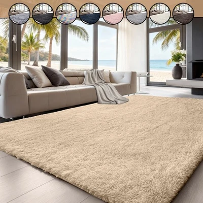 Anti Slip Shaggy Fluffy Area Rugs Soft Faux Fur Rugs Mat for Bedroom Living Room - Image 1 of 4