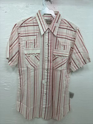 New Men’s Dee-Cee Red Stripe Short Sleeve Pearl Snap 15 Medium AA-120 - Image 1 of 4