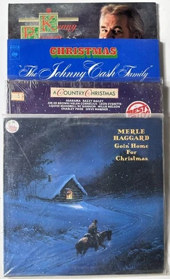 CHRISTMAS COUNTRY LP 4 LP Lot JOHNNY CASH MERLE HAGGARD KENNY ROGERS NM/VG++ Foto 1 de 4