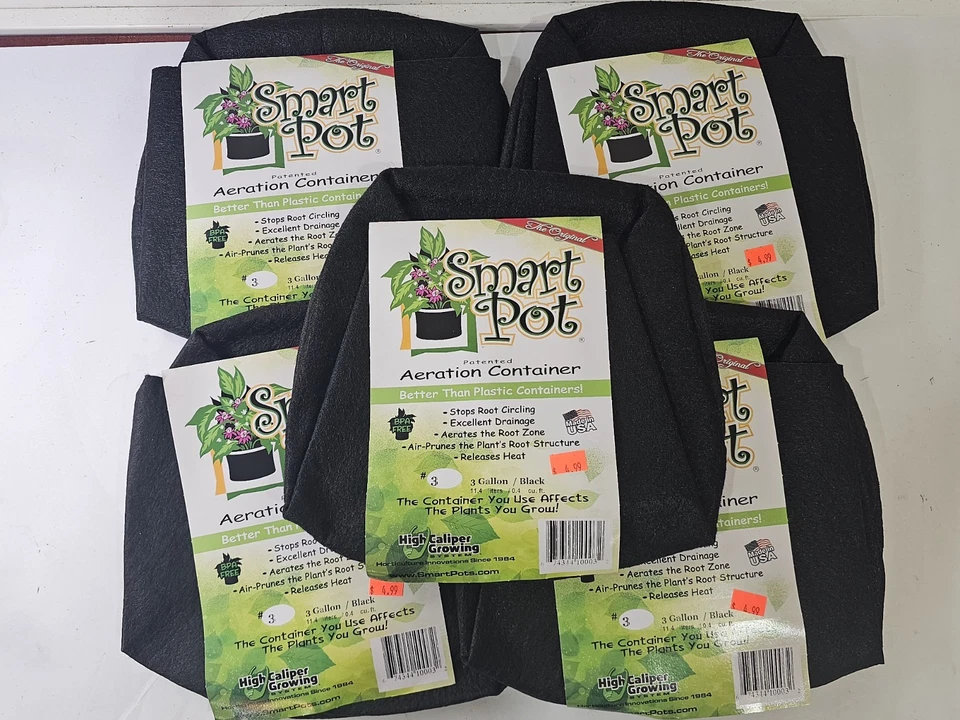 5 Pack - Smart Pots 3 GALLON Plant Aeration Pot Fabric Container - Image 1 of 4