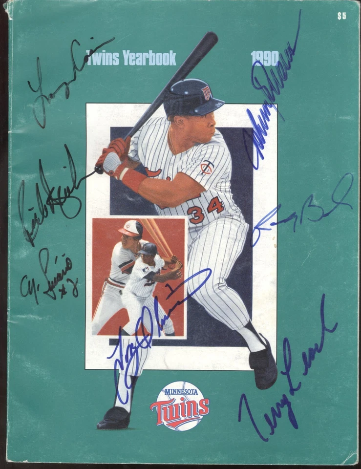 1990 Minnesota Twins Yearbook: Autographed by 7 - Tony Oliva, Rick Aguilera #B - Image 1 of 1