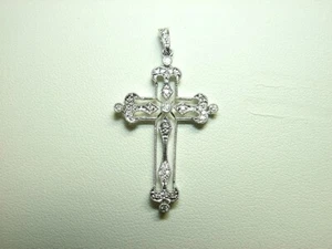 14k White Gold Diamond CROSS Pendant D.0.16ct tw SI-H ( CLOSE STORE ) 11-KPCC - Picture 1 of 4