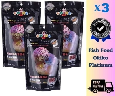 100 g x 3 Fish Food Okiko Platinum Head Huncher Cichlid Flowerhorn Color Faster - Image 1 of 4