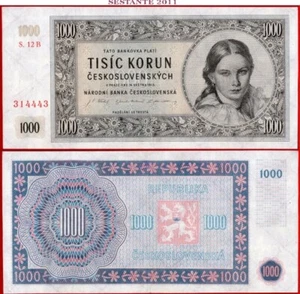 CZECHOSLOVAKIA 1000 1.000 KORUN 16 5 1945 P 74b XF/AUNC free shipping from 100$ - Picture 1 of 6