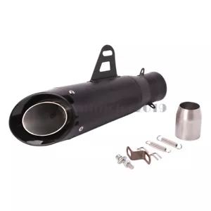 Universal 51mm Motorcycle Exhaust Pipe Muffler Silp-on Stainless Full Black - Picture 1 of 6