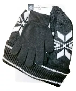Neu Members Mark 2-teiliges warmes und kuscheliges Jungen-Handschuhset mit Mütze und Textspitze Größe M (8) - Bild 1 von 2
