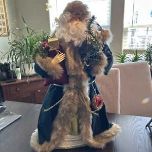 FATHER CHRISTMAS VELVET ROBE FAUX FUR VICTORIAN SANTA CLOTH FIGURE 24" PONY TOY - Picture 1 of 5