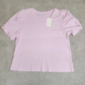 a New Day Womens Pink Short Puff Sleeve Crew Neck Sweater Top Size XXL - Picture 1 of 6