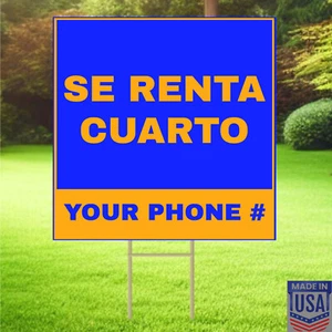 SE RENTA CUARTO 10 Pk Customizable Text - Yard Signs w/Free Stake - 12"x12"- USA - Picture 1 of 11