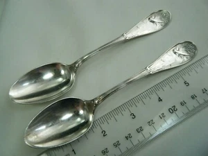 PAIR TIFFANY JAPANESE STERLING 1853 6" TEASPOONS - Picture 1 of 12