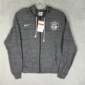 Nike Jacket Womens Large Gray Full Zip Lightweight Hoodie Long Sleeve Drawstring - Picture 1 of 8