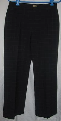 Pantalones de vestir CASLON negros línea de rejilla con puños pantalones talla pequeña 10 29" entrepierna Foto 1 de 4
