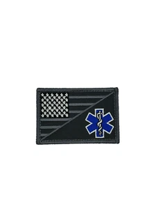 MEDIC EMT EMS USA FLAG SuBDUED SILVER TACTICAL COMBAT HOOK PATCH - Picture 1 of 1