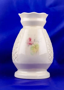 Irish Parian Donegal China Bud Vase with Painted Pink Rose 5" tall - Picture 1 of 5