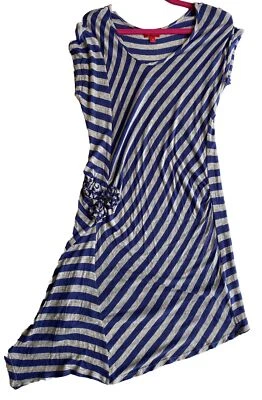 Vestido Ella Moss Asimétrico Rayas Niñas Talla 14 Azul y Gris Langenlook Usado en Excelente Condición Foto 1 de 4