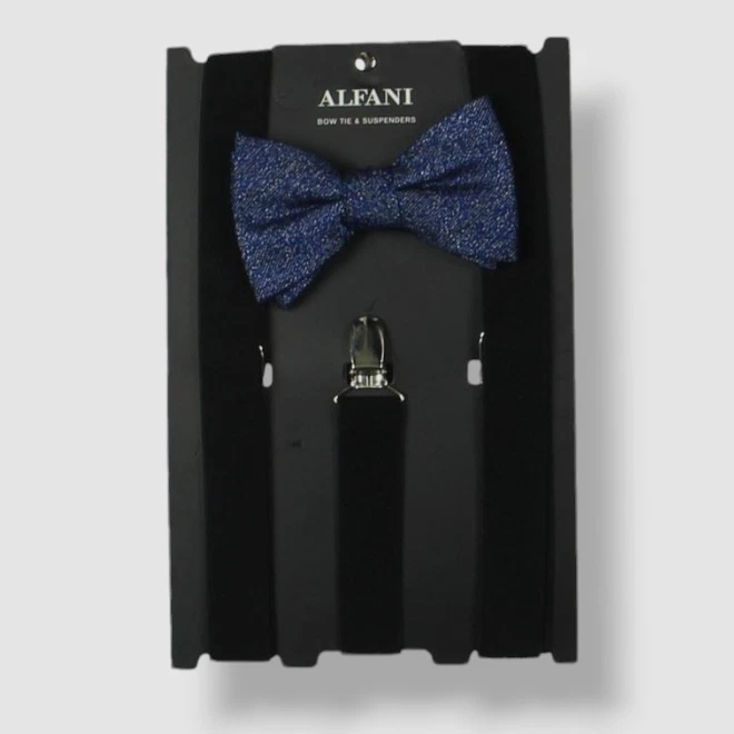 Juego de pajarita con tirantes elásticos azules moteados Alfani para hombre Foto 1 de 1