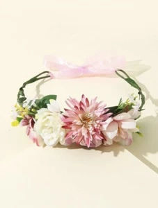 girl Floral Crown Rose Flower Headband Hairband Wedding Party Hair Garland - Picture 1 of 3
