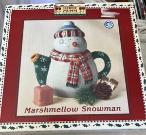 Debbie Mumm MARSHMELLOW PUPAZZO DI NEVE mini teiera Sakura terracotta dipinta a mano - Foto 1 di 4