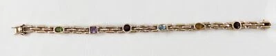 14 KT Gold Multi Gemstone Bracelet 7.25" - Image 1 of 4