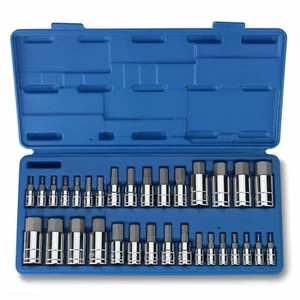 32 PC MASTER ALLEN WRENCH BIT KIT HEX KEY FOR RATCHET SOCKET TOOL SAE METRIC ... - Picture 1 of 1