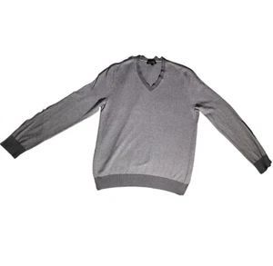 Banana Republic Soft Cotton Sweater Classic V-Neck Men's Large Grey Pullover - Picture 1 of 15