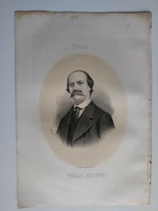 1867 Litografía Retrato Oval: Tommaso Salvini Tomas Salbini, Milano–Firenze - Foto 1 di 1