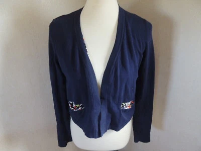 Cárdigan para mujer HWR azul marino tejido abierto suéter estampado de flores forro pequeño? Foto 1 de 4