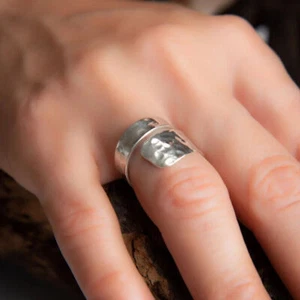 Anillo ajustable de plata de ley 925 anillo distintivo hecho a mano todos los tamaños - Imagen 1 de 6