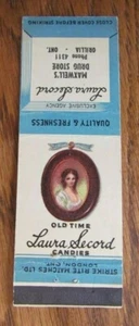 FUNDA LAURA SECORD CHOCOLATES MATCHBOOK: MAXWELL'S DRUG STORE (ORILIA ONTARIO) D - Imagen 1 de 2