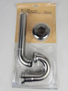 Spüle "P" Falle, Nickel gebürstet, Monogramm Messing MB362BN 1-1/4" mit hohem Kastenflansch - Bild 1 von 9