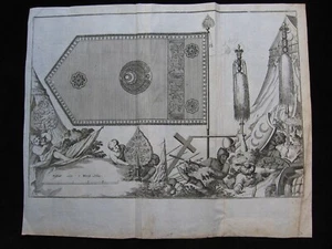 Matthäus Merian: Osmanische Fahne 1691/Ottoman Flag Print Kupferstich Coronelli - Bild 1 von 4