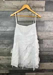 Free People Florine Slip Dress Large White Lace Ruffle Boho Strappy Holiday - Picture 1 of 11