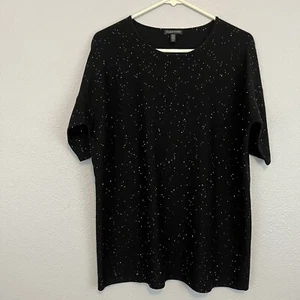 Eileen Fisher übergroßes feines Merino schwarz funkelndes Top Größe Small - Bild 1 von 6