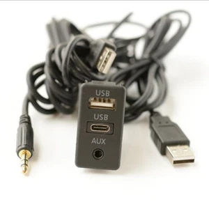AUX Type C USB 3 Ports Panel USB Extension Cable Adapter Car Dash Flush Mount - Picture 1 of 8