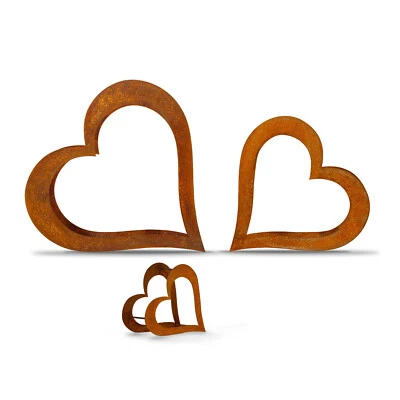 Herz aus Metall liegend, Holz Regal, Rost, Edelrost, Holzregal Garten, Terrasse - Bild 1 von 4