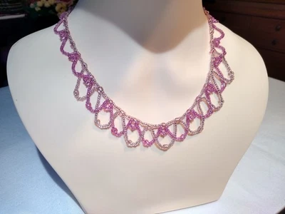 Collar de cuentas victoriano rosa helado 18" Fairycore Cottagecore hecho a mano en EE. UU. Foto 1 de 4