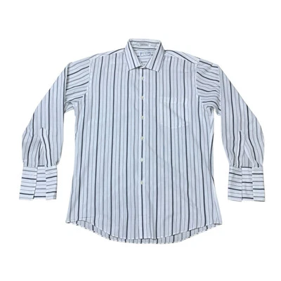 Camisa Yves Saint Laurent YSL Para Hombre 15.5 Mediana Francesa Doble Puño Rayas Blancas Foto 1 de 4